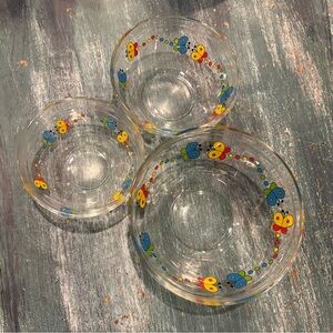 3 piece set of vintage Imperial Glass butterfly and dots nesting bowls